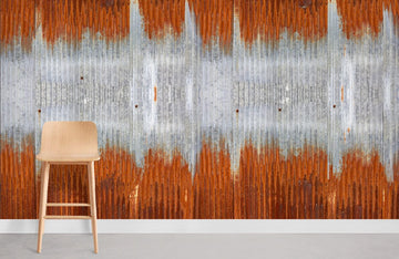 Rustic Industrial Corrugated Iron Mural Wallpaper