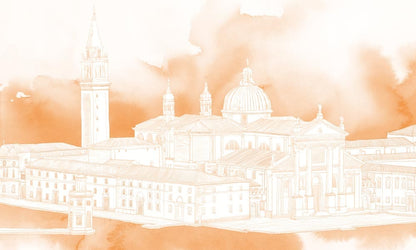custom Sketched Palace building wallpaper mural for room decor