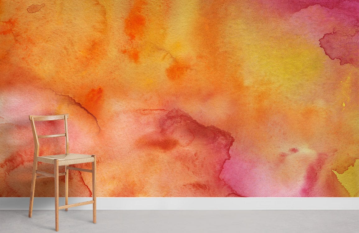 Orange Watercolour abstract Wallpaper Mural for Room decor