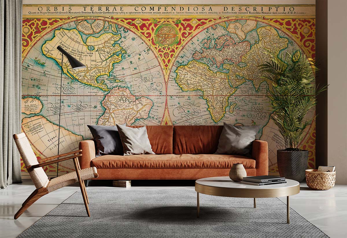 Orbis Terrae Descriptio Wallpaper Mural Living Room