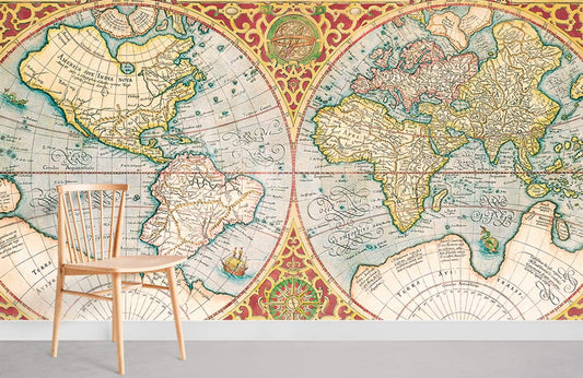 Orbis Terrae Descriptio Map Wall Mural For Room
