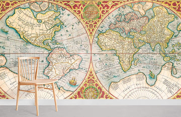 Antique Mercator Projection World Map Wallpaper Mural