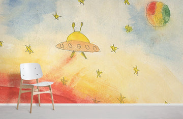 Colorful Space Adventure Kids Wall Mural Wallpaper