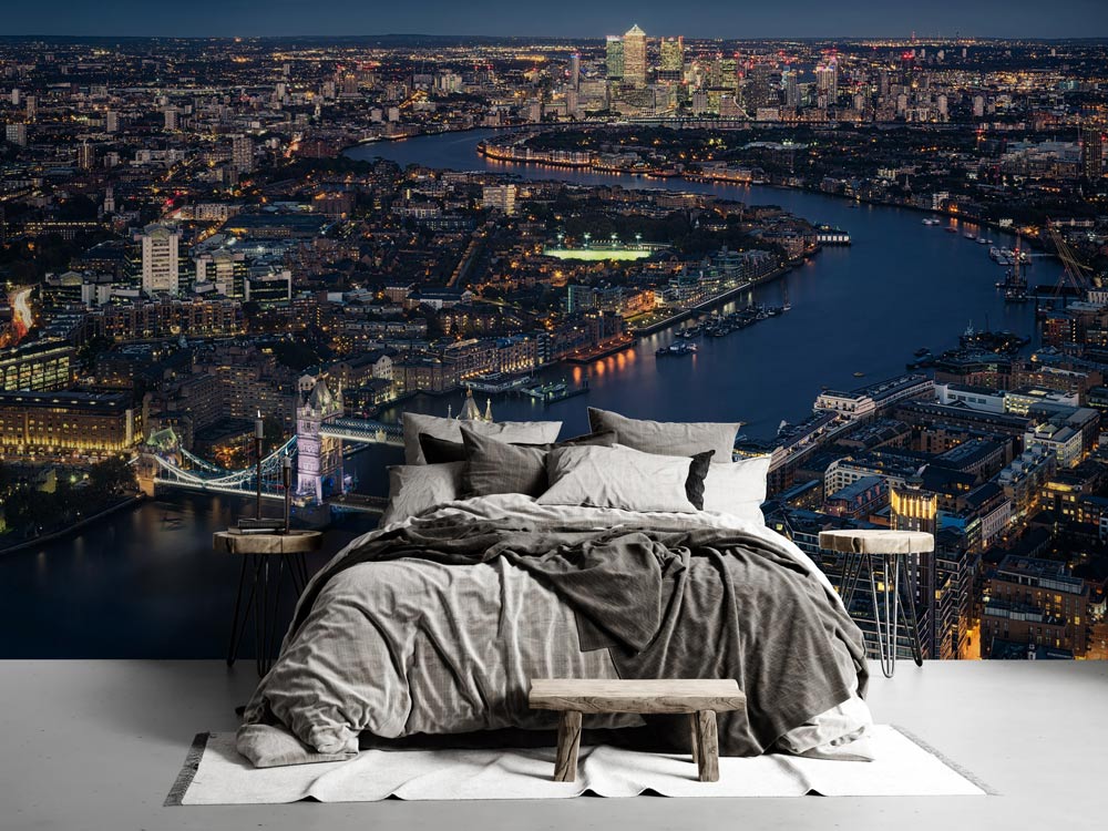 Tower bridge and Thames cityscape wallpaper design art