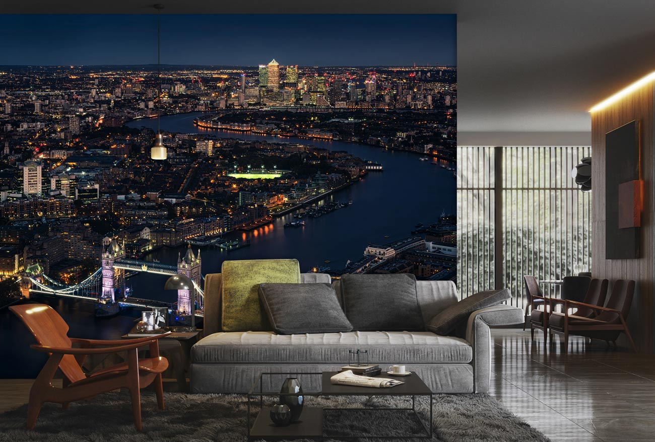 Elegant Cityscape Night View Mural Wallpaper