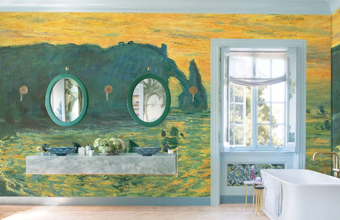 overlooking ocean wallpaper mural bathroom decor