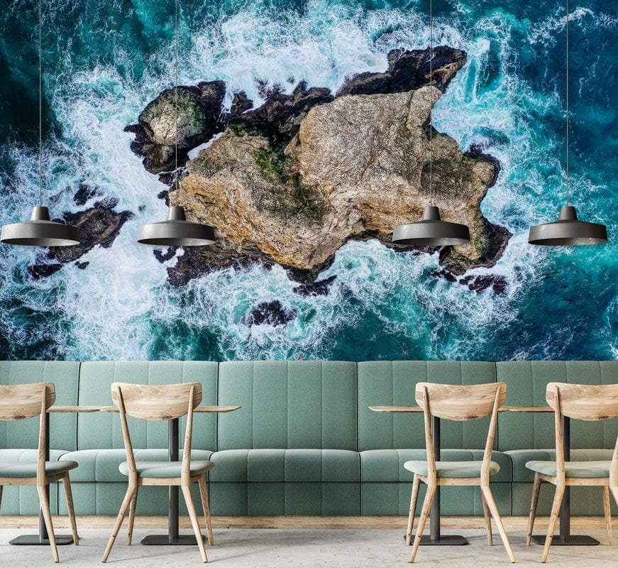 blue ocean wallpaper mural restaurant decoration inspiration