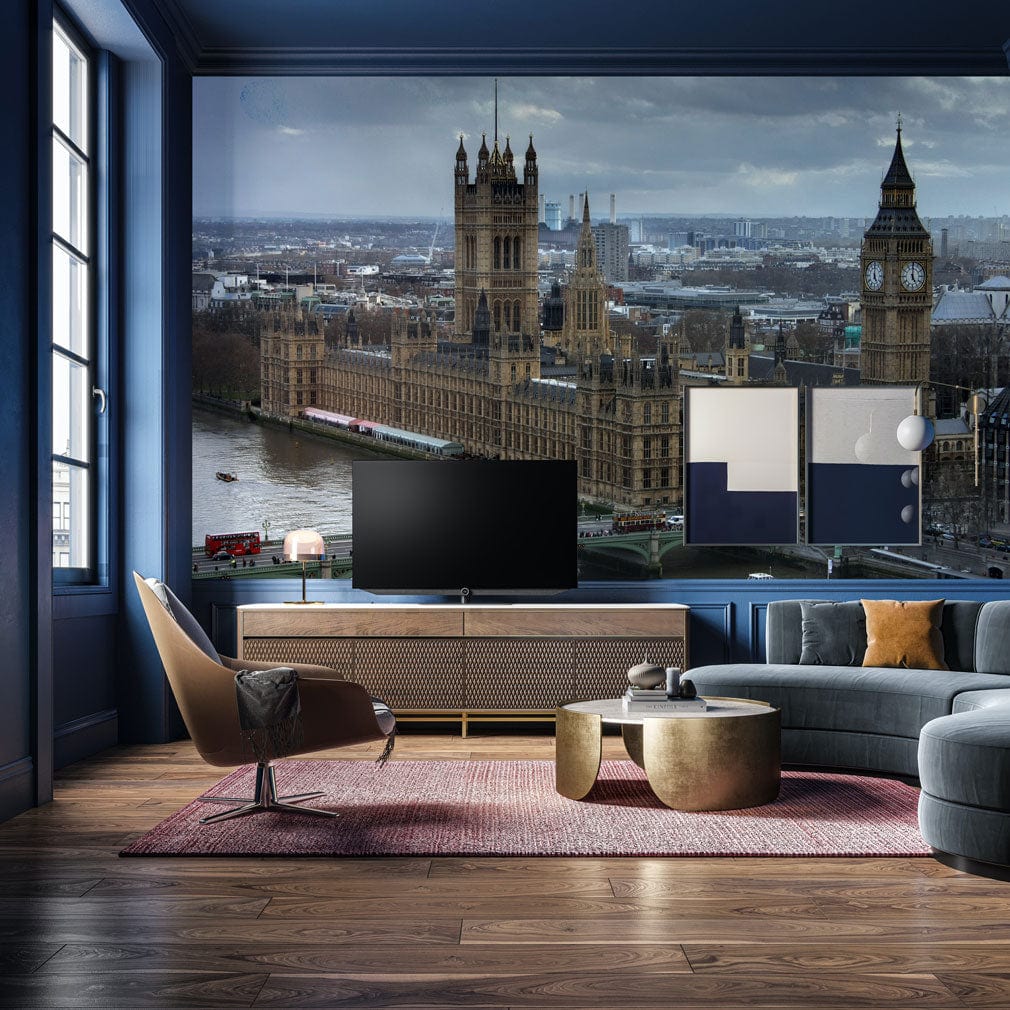 Wallpaper Mural Design for Living Room Decor Featuring an Overhead View of the House of Parliament.
