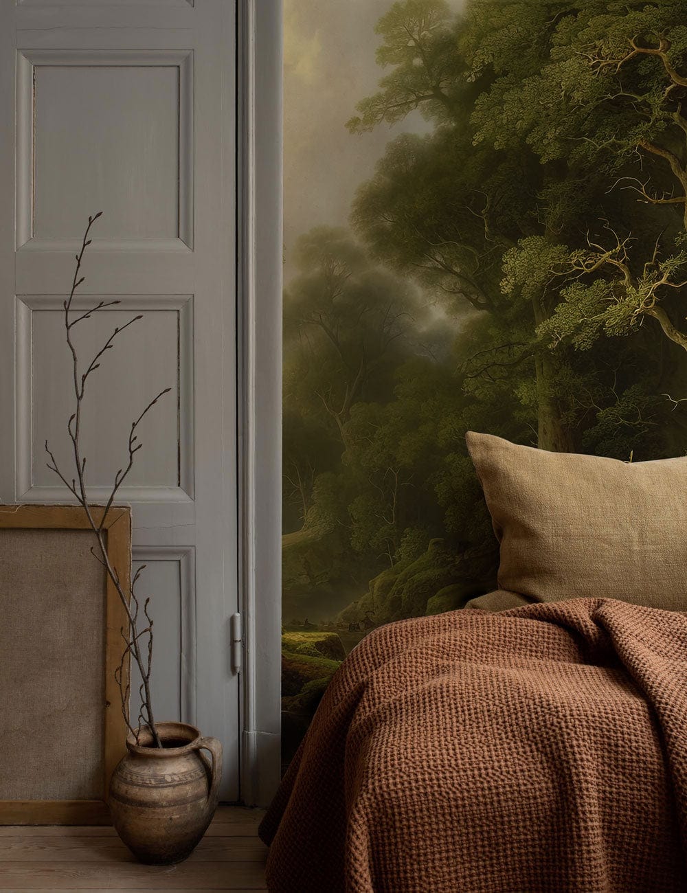Enchanted Forest Scenic Landscape Mural Wallpaper in bedroom