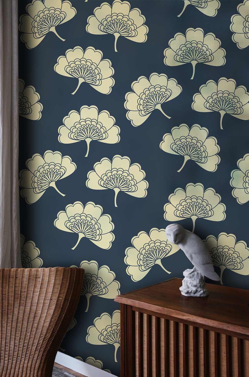 Painted Ginkgo leaf Wallpaper Art Design