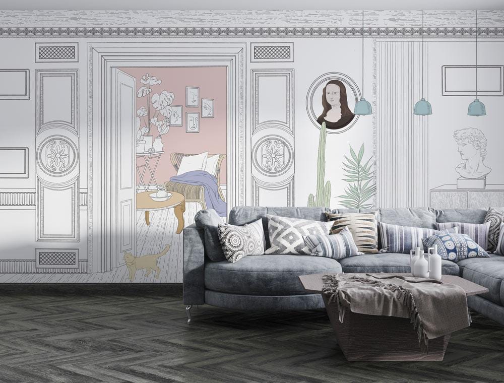 Indoor Deco Wallpaper Mural for the Decoration of the Living Room