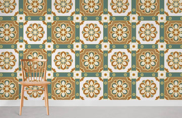 Vintage Floral Geometric Mural Wallpaper