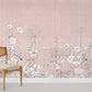 Wallpaper Mural with Pale Plants on a Pink Background