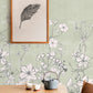 Wallpaper Mural with Pale Plants for the Dining Room
