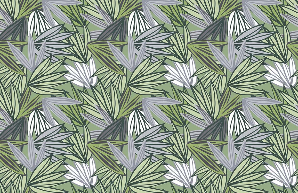 Tropical Leaf Geometric Mural Wallpaper