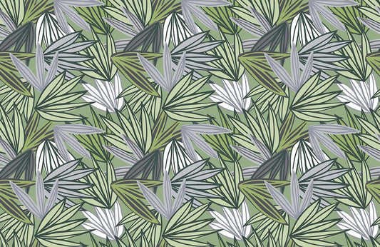 Palm Leaf Pattern Custom Wallpaper Art Design