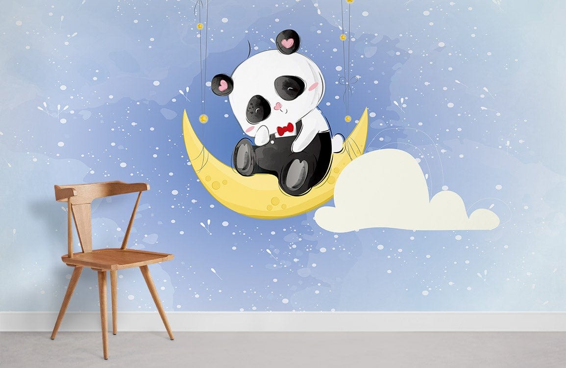 Panda On Moon Animal Wallpaper Room