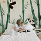 Animal Wallpaper Mural for Bedroom Featuring Pandas and Bamboo