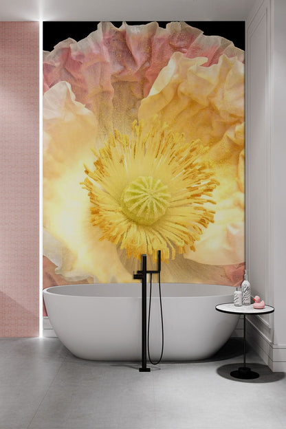 Papaver Nudicaule Wallpaper Mural for Use as Decorating Material in Bathrooms