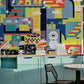 Decorate your hallway with this vibrant Parallel World office wallpaper mural.