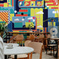 Mural Wallpaper Design Featuring the Colorful Parallel World Office for Restaurant Decoration