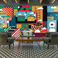 Wallpaper mural for the break room at work depicting a colourful version of the Parallel World.