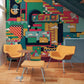 Mural Wallpaper Design Inspired by the Parallel World Office, Colorful, for Restaurant Decoration