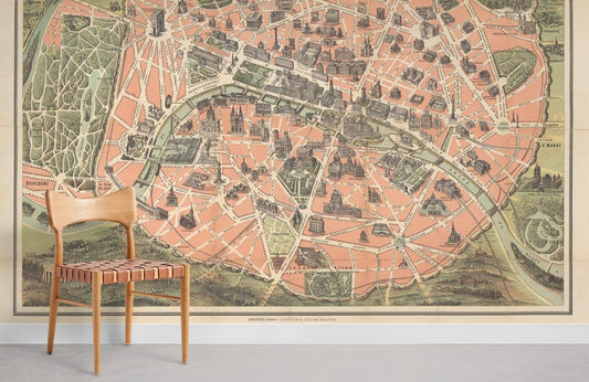 Vintage Paris Map Artistic Wall Mural