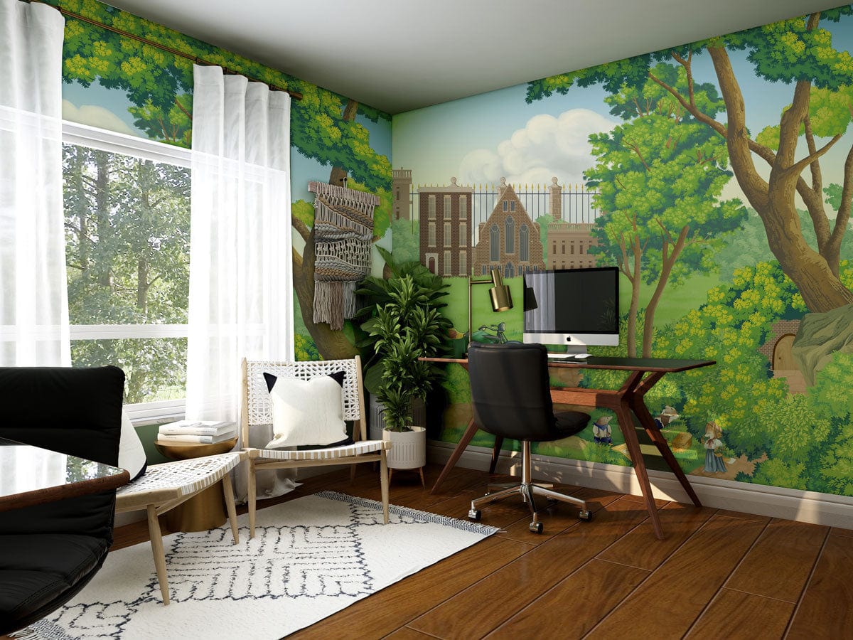forest animals wall mural home office decor