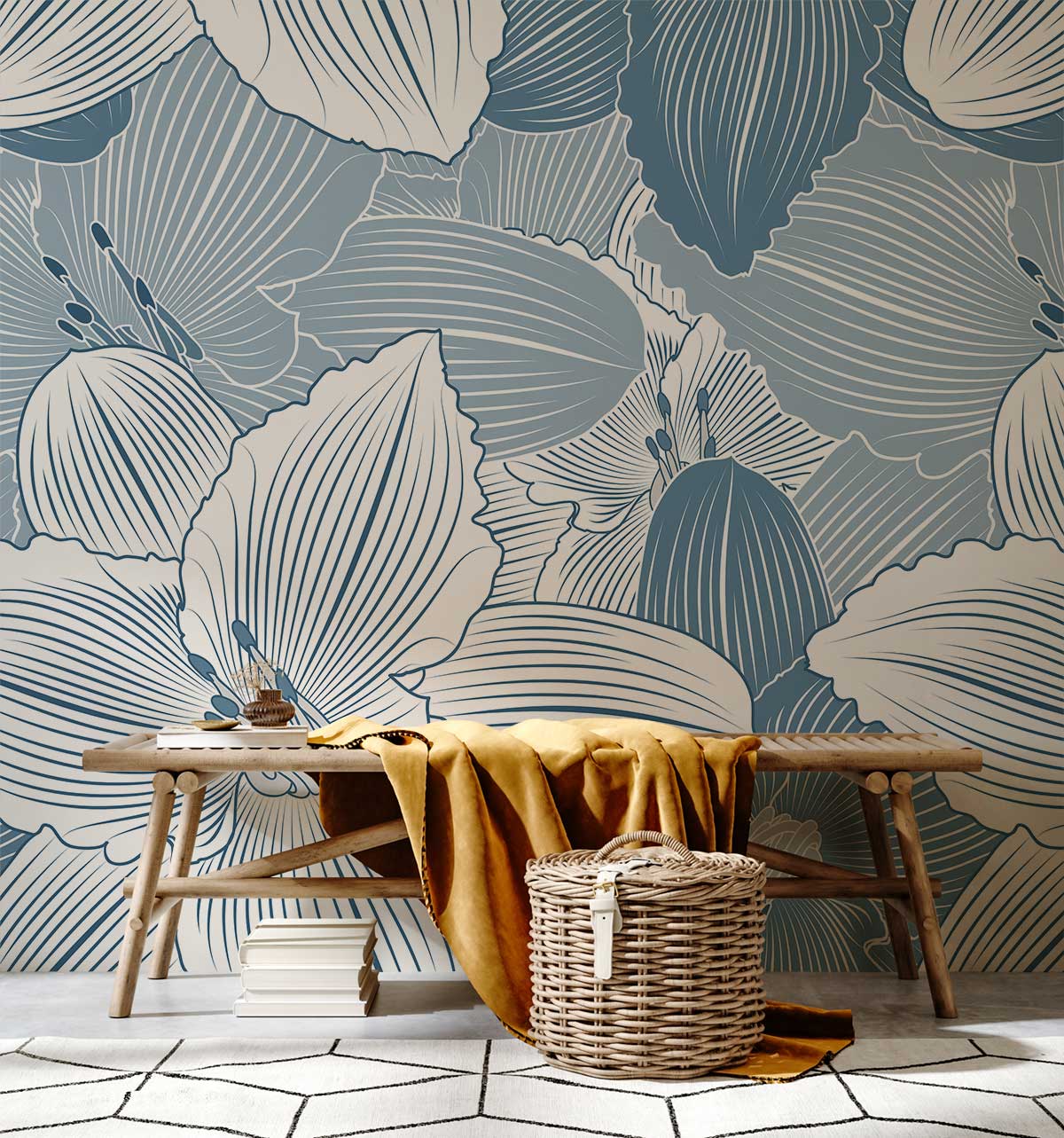 Blue Lily Flower Wallpaper Decoration Idea