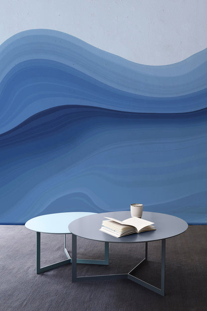 Marble Wallpaper Mural in Soft Pastel Blue for the Living Room Decoration