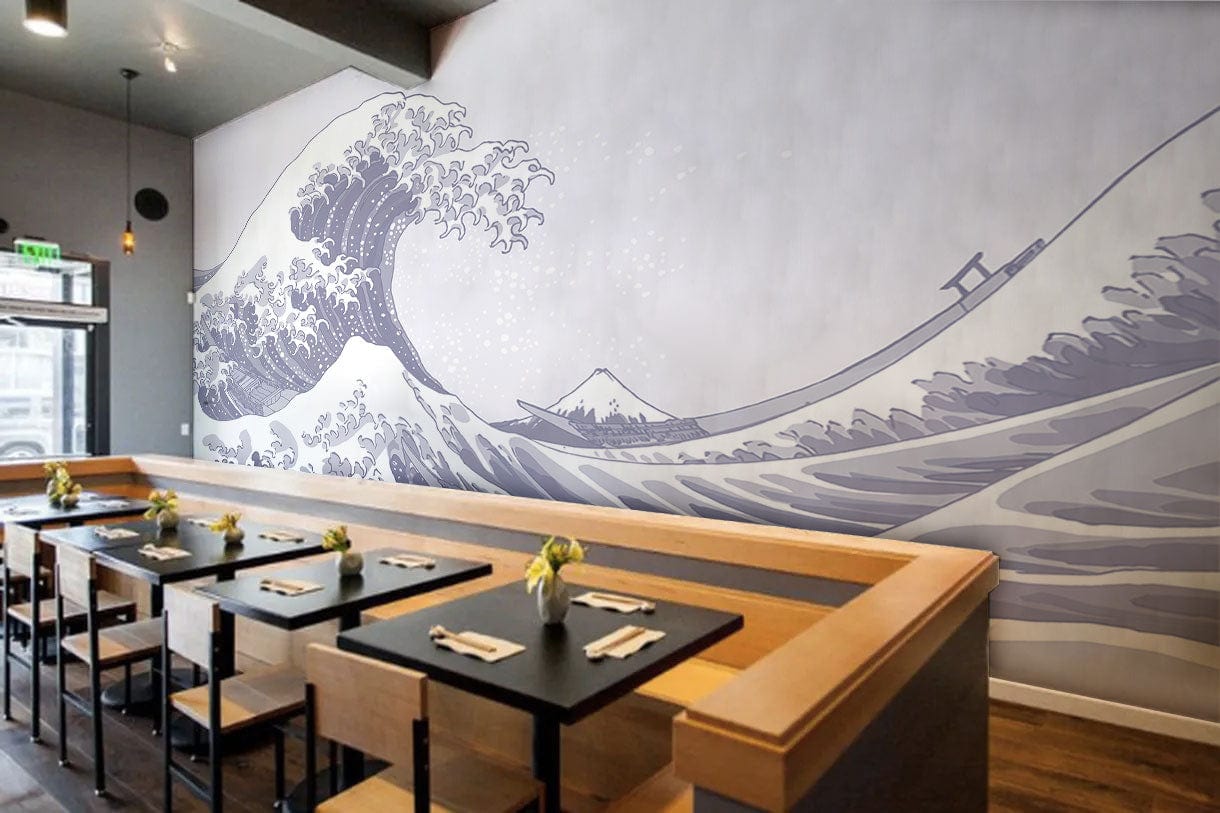 Pastel Blue Waves Wallpaper Mural for dining room