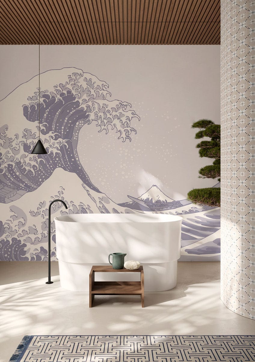 Pastel Blue Waves Wallpaper Mural for bahroom