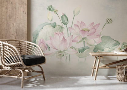 lotus flower blossom wallpaper mural home decor