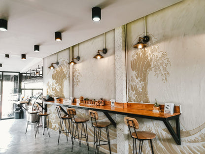 Pastel Neutral Waves Wallpaper Mural for coffee shop