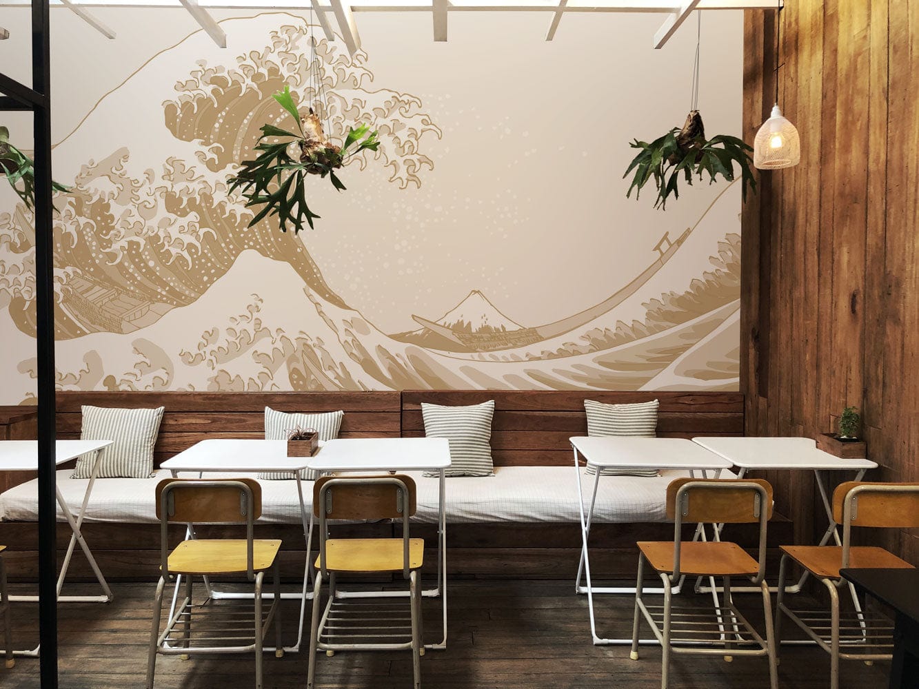 Pastel Neutral Waves Wallpaper Mural for restaurant