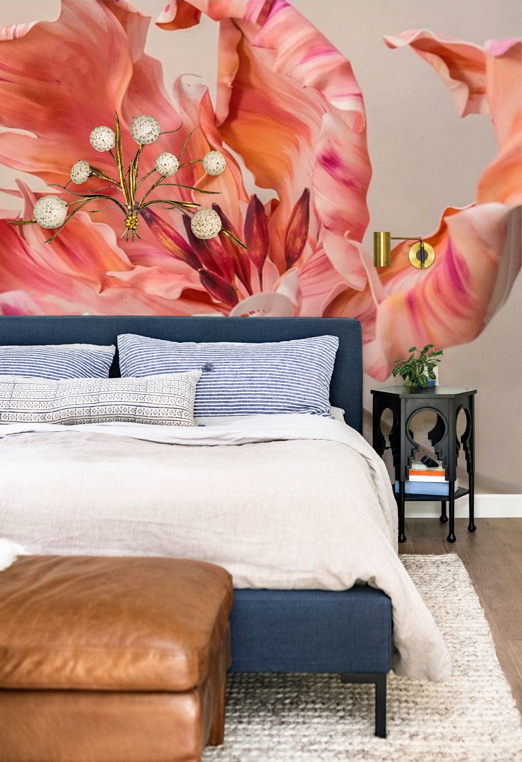 pastel parrot tulip wall mural bedroom decoration design