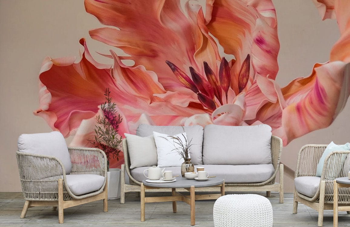 pastel parrot tulip wall mural living room decor