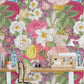 Wallpaper mural featuring a pastel version of the prosperous flower design. Suitable for home or office decor.
