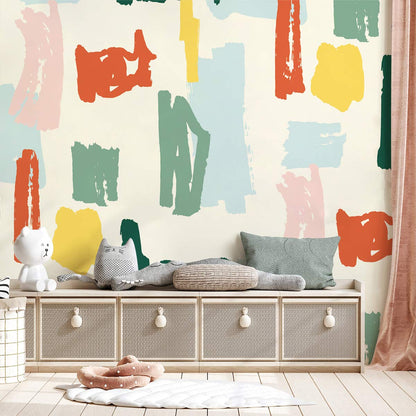Pastel Scribbling Wallpaper Mural Interior Decor