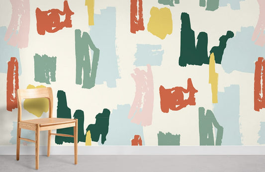 Pastel Scribbling Colorful Wallpaper Mural