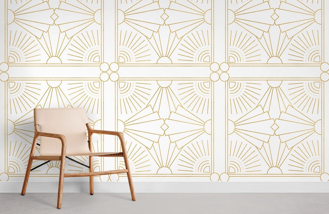 Yellow Pattern Square Art Deco Wallpaper For Home