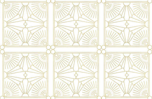 Yellow Pattern Square Art Deco Wallpaper Home Interior