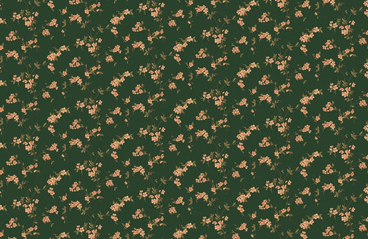 Vintage Floral Dark Green Wallpaper Mural