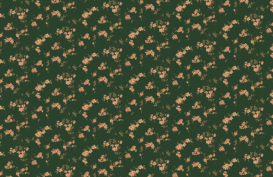 Vintage Floral Dark Green Wallpaper Mural