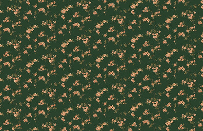 Vintage Floral Dark Green Wallpaper Mural