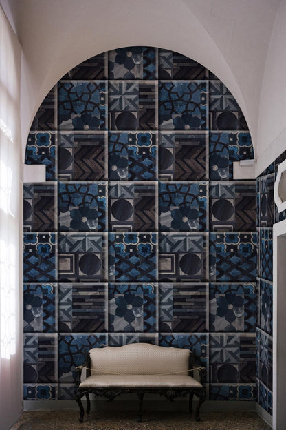 vinatge  flower tile mural art  living room