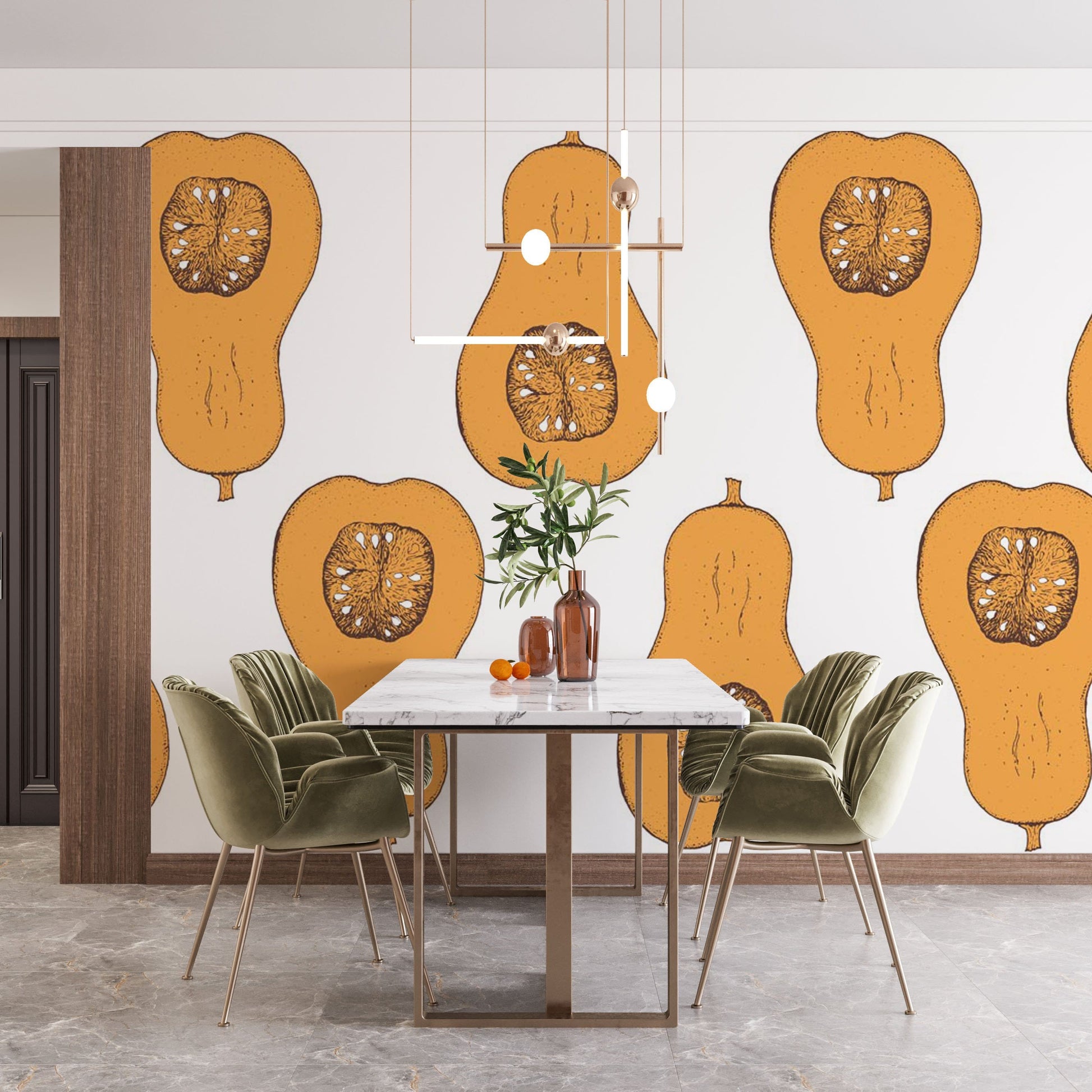 Dining Room Wallpaper Mural Featuring Pawpaw Fruit