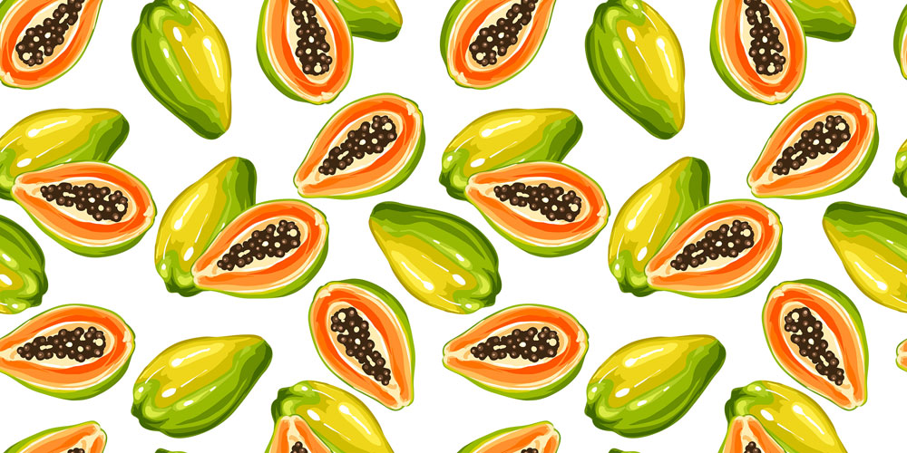 wallpaper with a pawpaw design created by hand