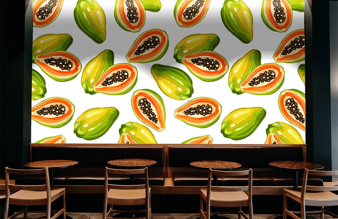 Fruit wallpaper in a restaurant setting